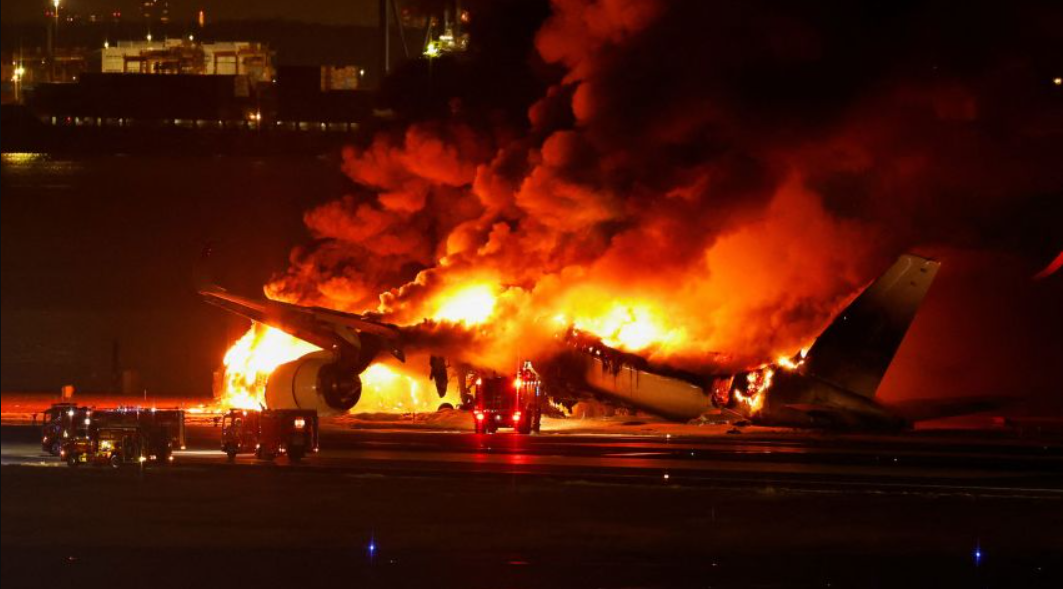 Japan Airlines Plane Bursts Into Flames After Collision At Tokyo Airport