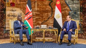 President William Ruto Welcomed By Egyptian President Abdel Fattah El-Sisi At The Presidency Headquarters In Cairo