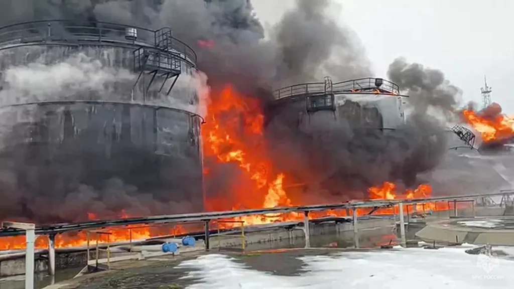 Russian Oil Tanks In Azov Ablaze After Drone Attack: Confirmed By Russian Officials