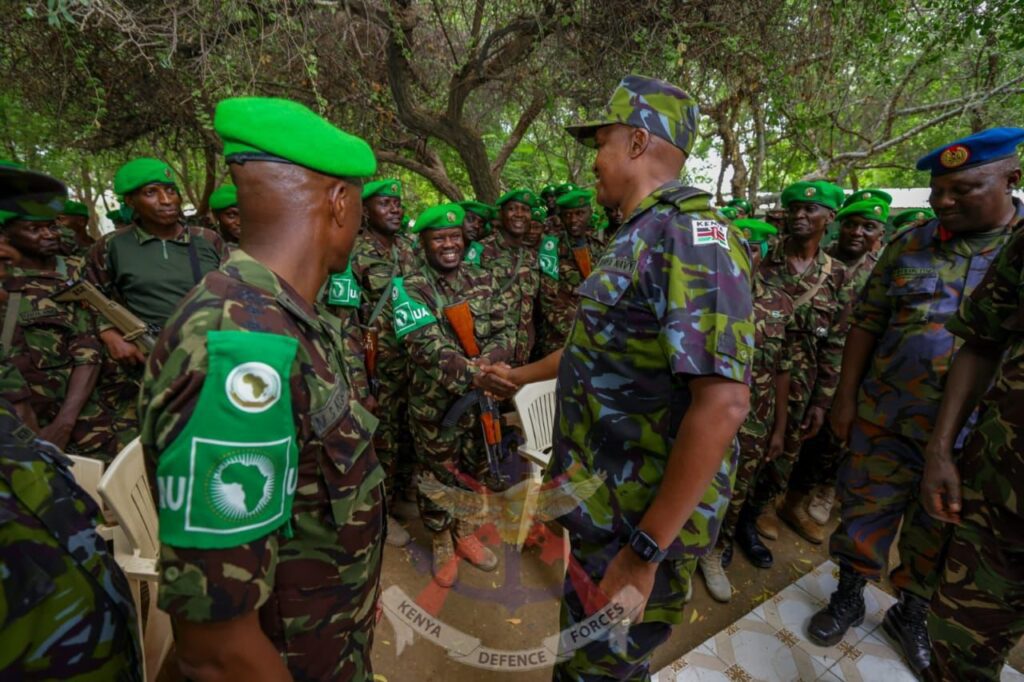 CDF Gen Kahariri Visits KDF Soldiers In ATMIS Sector Two And Wajir Air Base