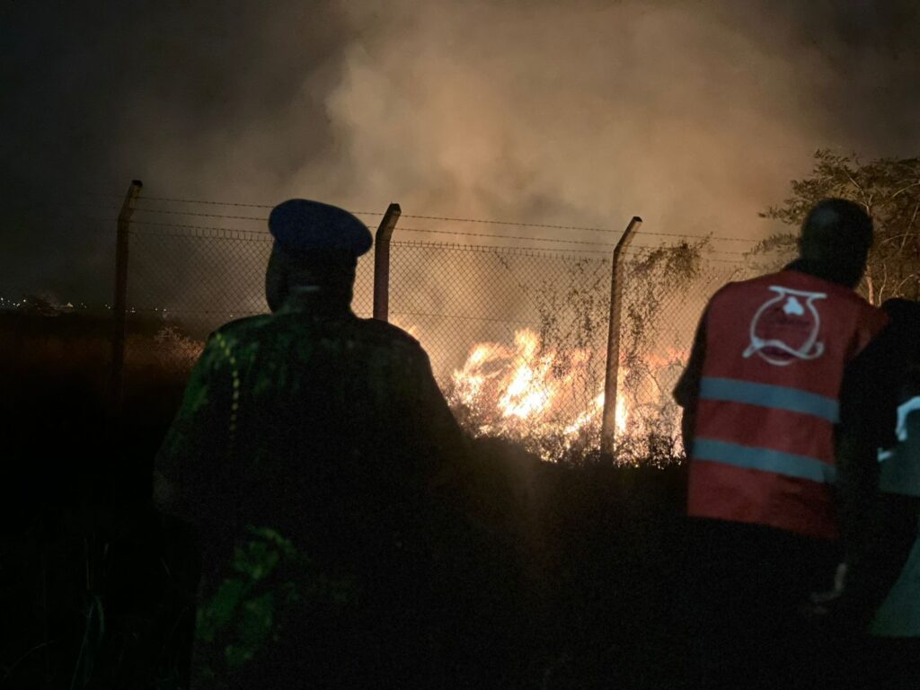 Police Monitor Fire At JKIA As Blaze Spreads Towards 75 Airport North Road, KAA Confirms Uninterrupted Operations