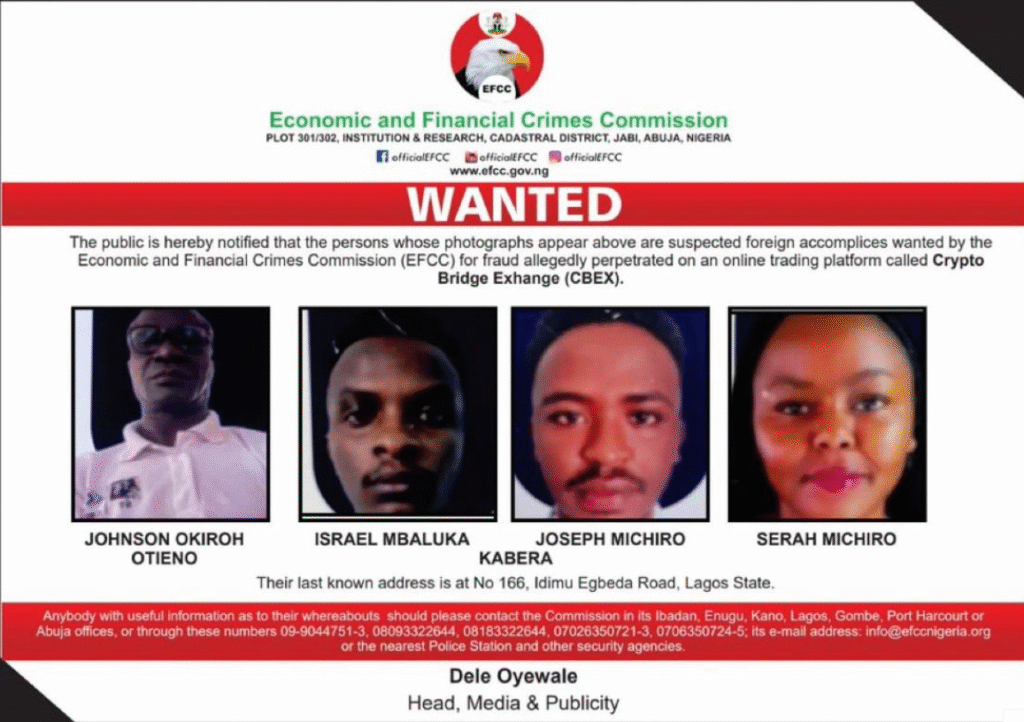 Kenyans Among 8 Wanted In Nigeria For CBEX Crypto Fraud
