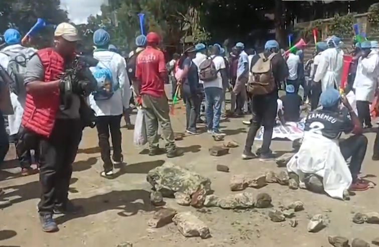 UHC Health Workers Protest Outside Afya House Over Job Terms, Demand CS Duale’s Action