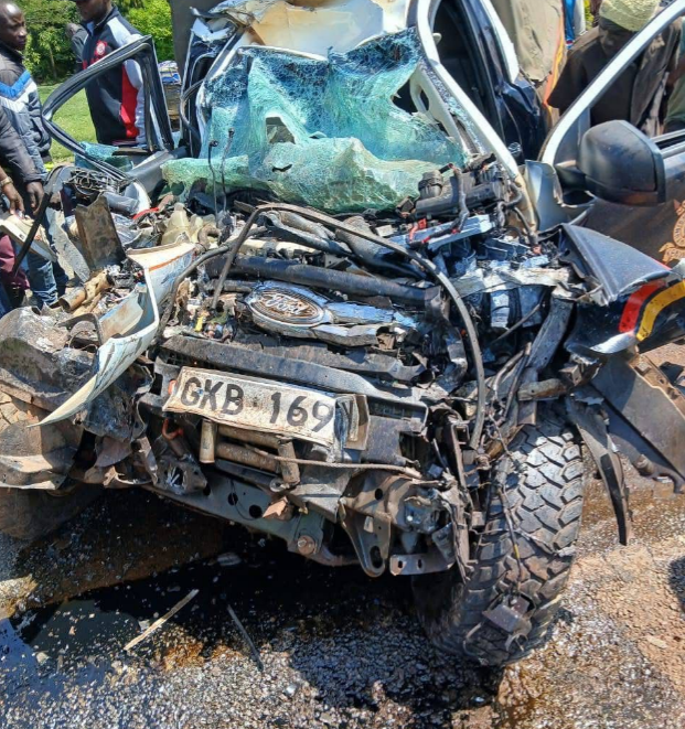 Tragedy As 2 Cops Are Killed In A Collision Between A Police Vehicle And A Fuel Tanker On Webuye-Bungoma Road