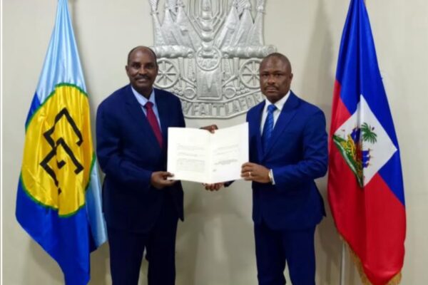 Kenya’s new Consul General to Haiti, Noor Gabow, presents his credentials to Haitian Minister of Foreign Affairs and Worship, marking the formal start of his diplomatic mission