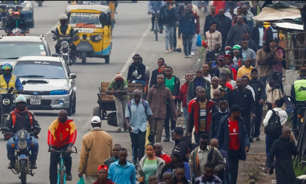 Commuters Trek For Second Day As Public Transporters Boycott Work Over Fuel Cost