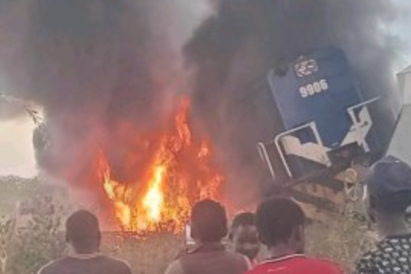 Train Engine Destroyed By Fire After Freight Derails In Makueni