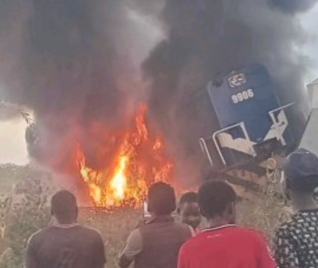 Train Engine Destroyed By Fire After Freight Derails In Makueni