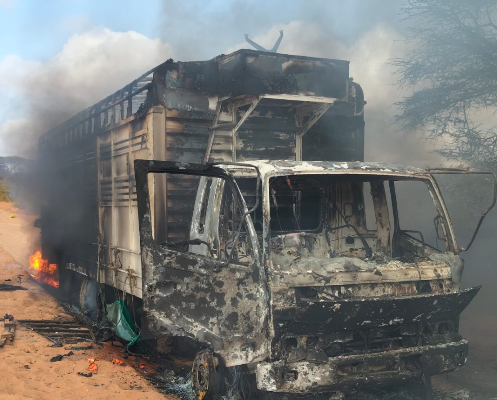 Parcel Truck Destroyed In Fire On Isiolo–Mandera Road