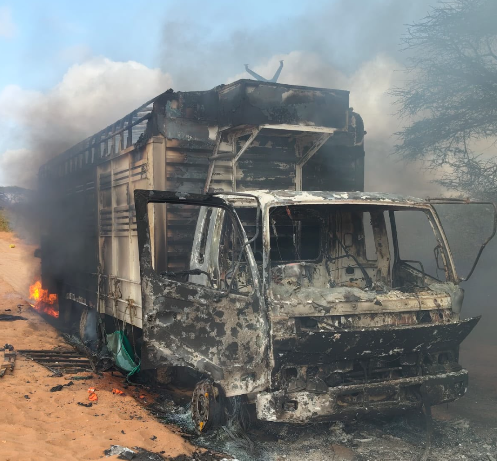 Parcel Truck Destroyed In Fire On Isiolo–Mandera Road