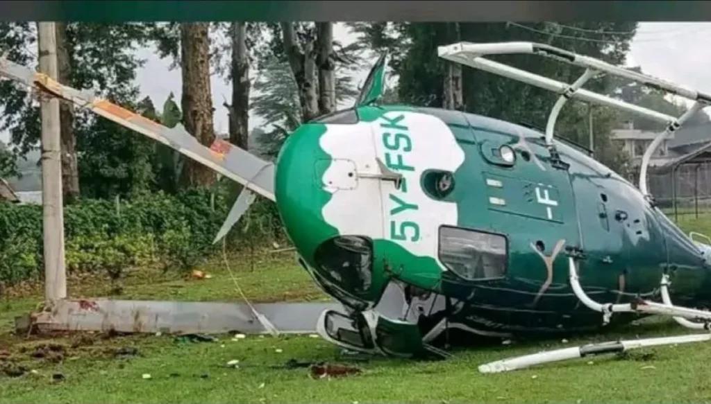 Environment PS Ng’eno Injured As KFS Helicopter Crashes During Take-Off On Kericho